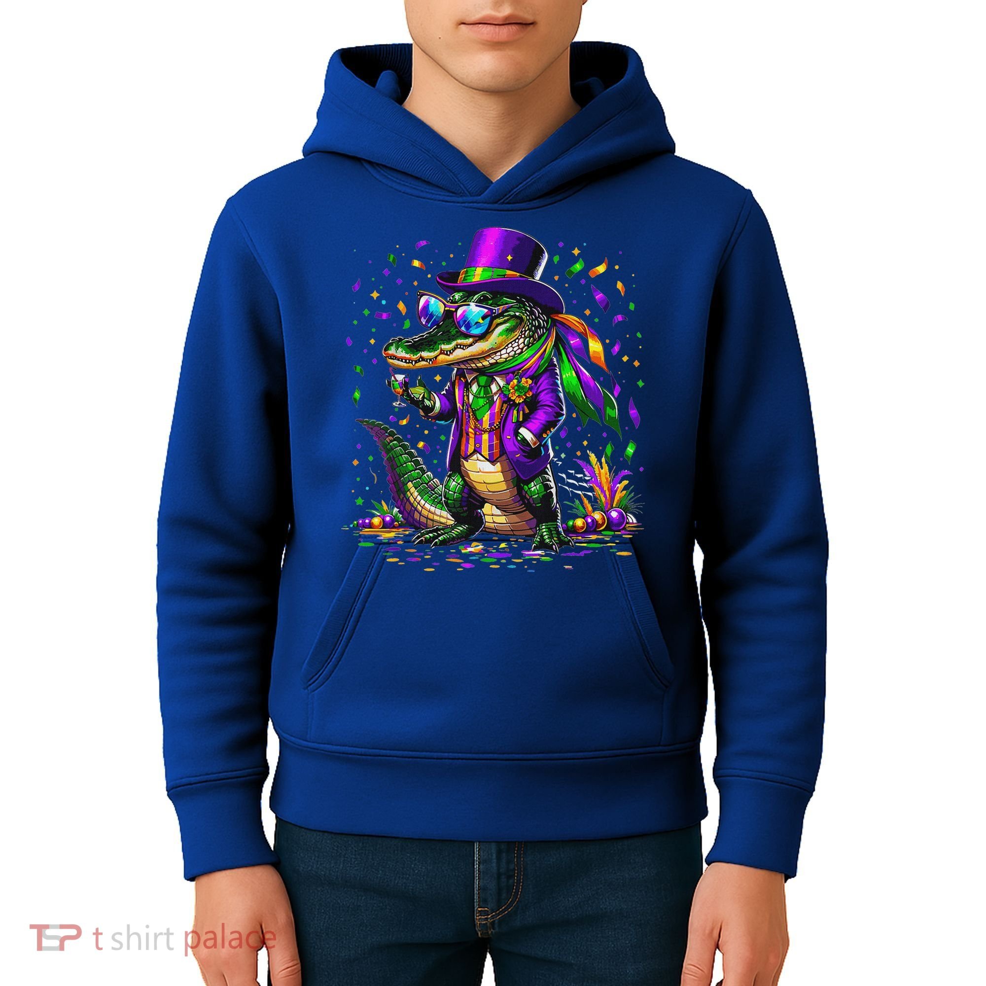 Mardigator Mardi Gras Alligator Costume Kids Hoodie