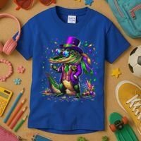 Mardigator Mardi Gras Alligator Costume Kids T-Shirt thumb 3