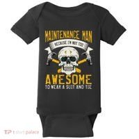 Maintenance Man Gifts Funny Technician Too Awesome Baby Bodysuit thumb 0