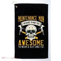 Maintenance Man Gifts Funny Technician Too Awesome Golf Towel thumb 0