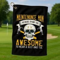 Maintenance Man Gifts Funny Technician Too Awesome Golf Towel thumb 1