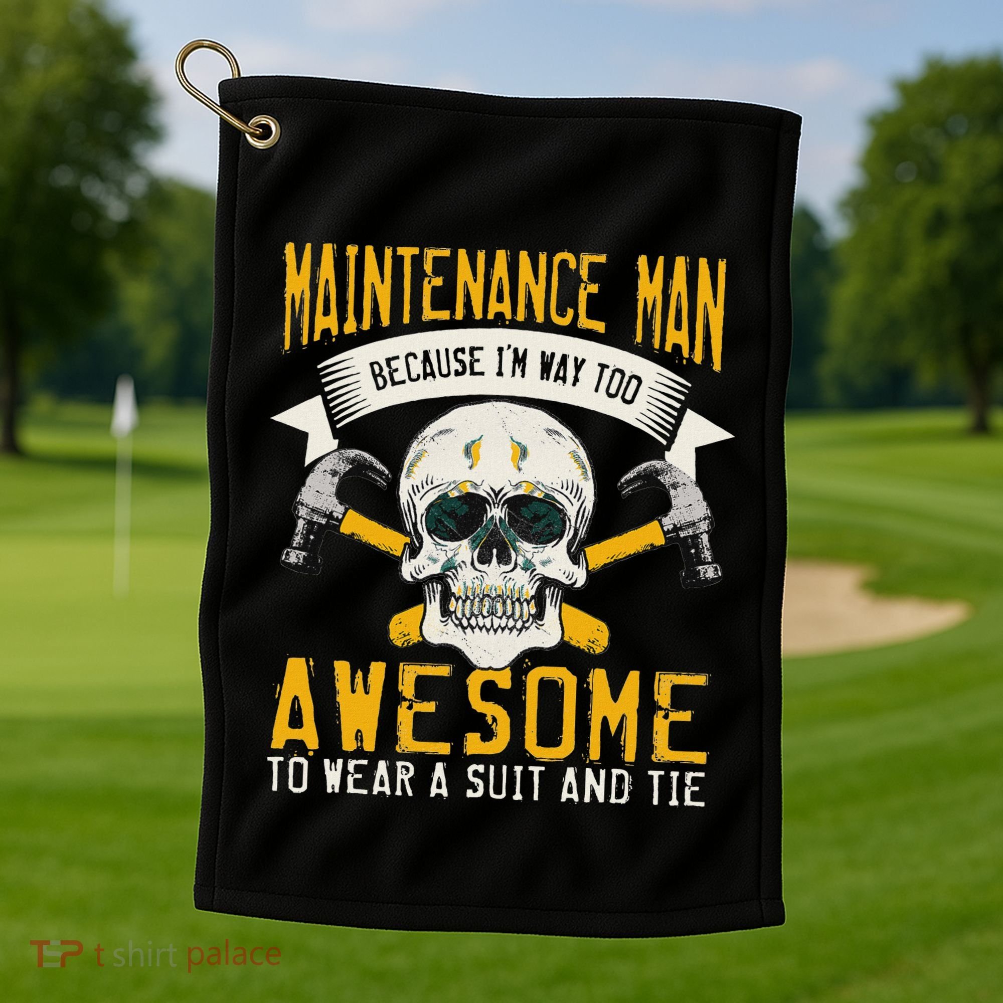 Maintenance Man Gifts Funny Technician Too Awesome Golf Towel