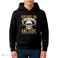 Maintenance Man Gifts Funny Technician Too Awesome Kids Hoodie thumb 4