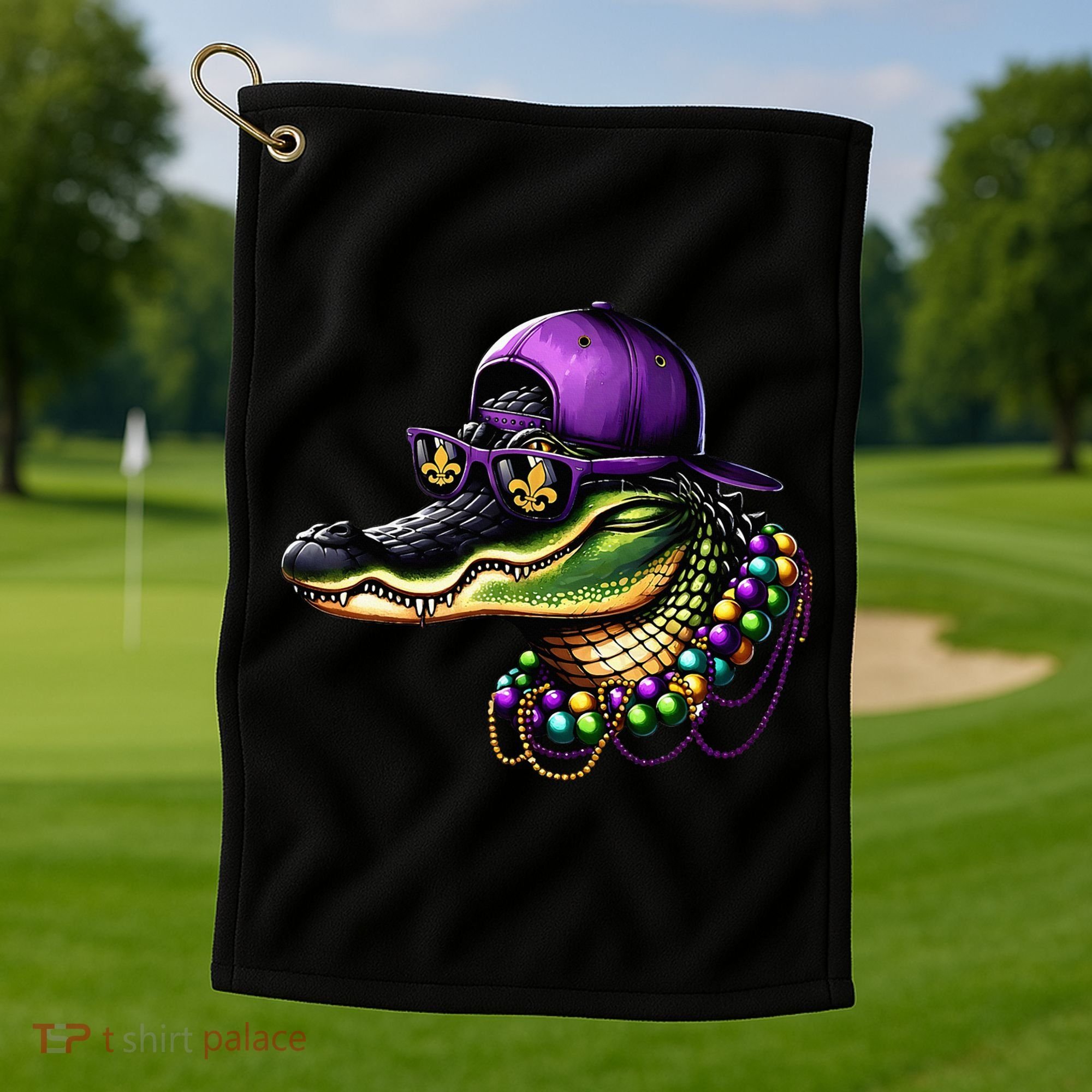 Mardigator Mardi Gras Alligator Mardi Gras Golf Towel