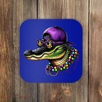 Mardigator Mardi Gras Alligator Mardi Gras Coaster thumb 0