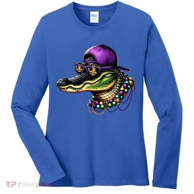 Mardigator Mardi Gras Alligator Mardi Gras Women's Long Sleeve Shirt