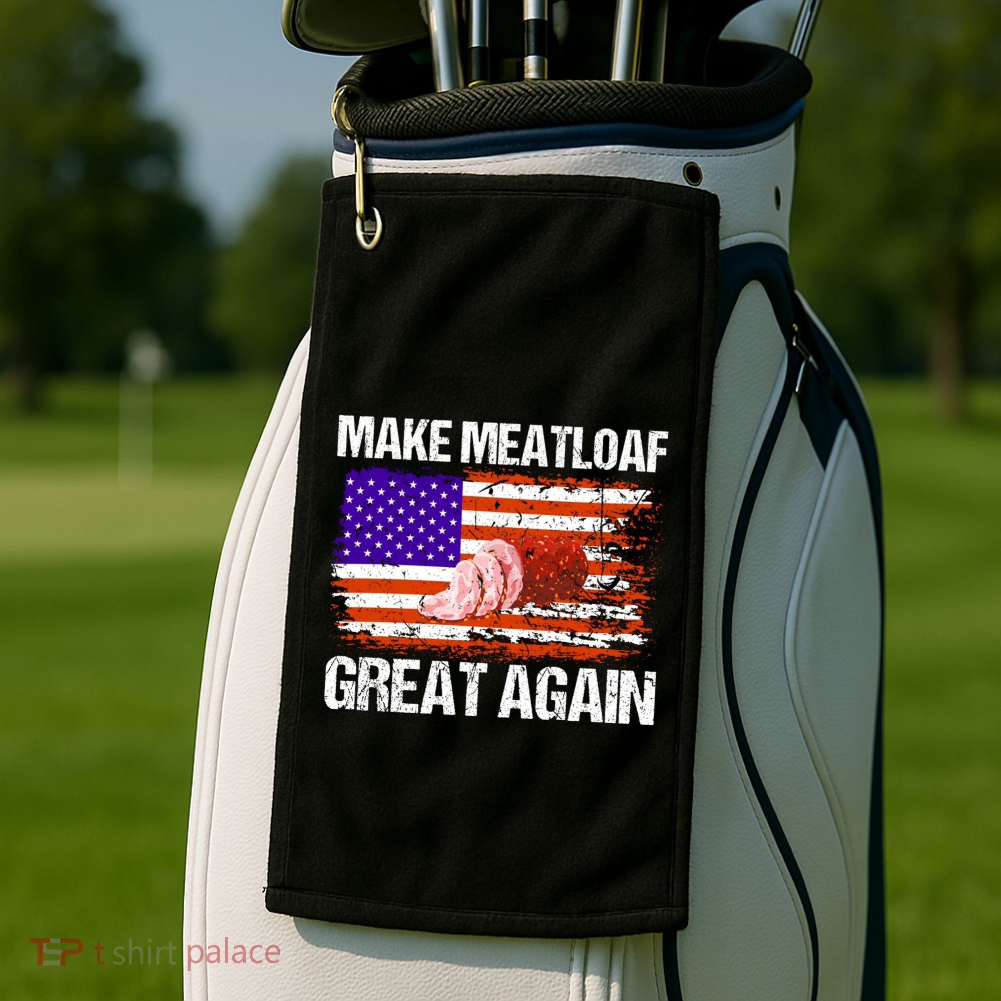 Make Meatloaf Great Again Funny Chef Usa Flag Gift Golf Towel