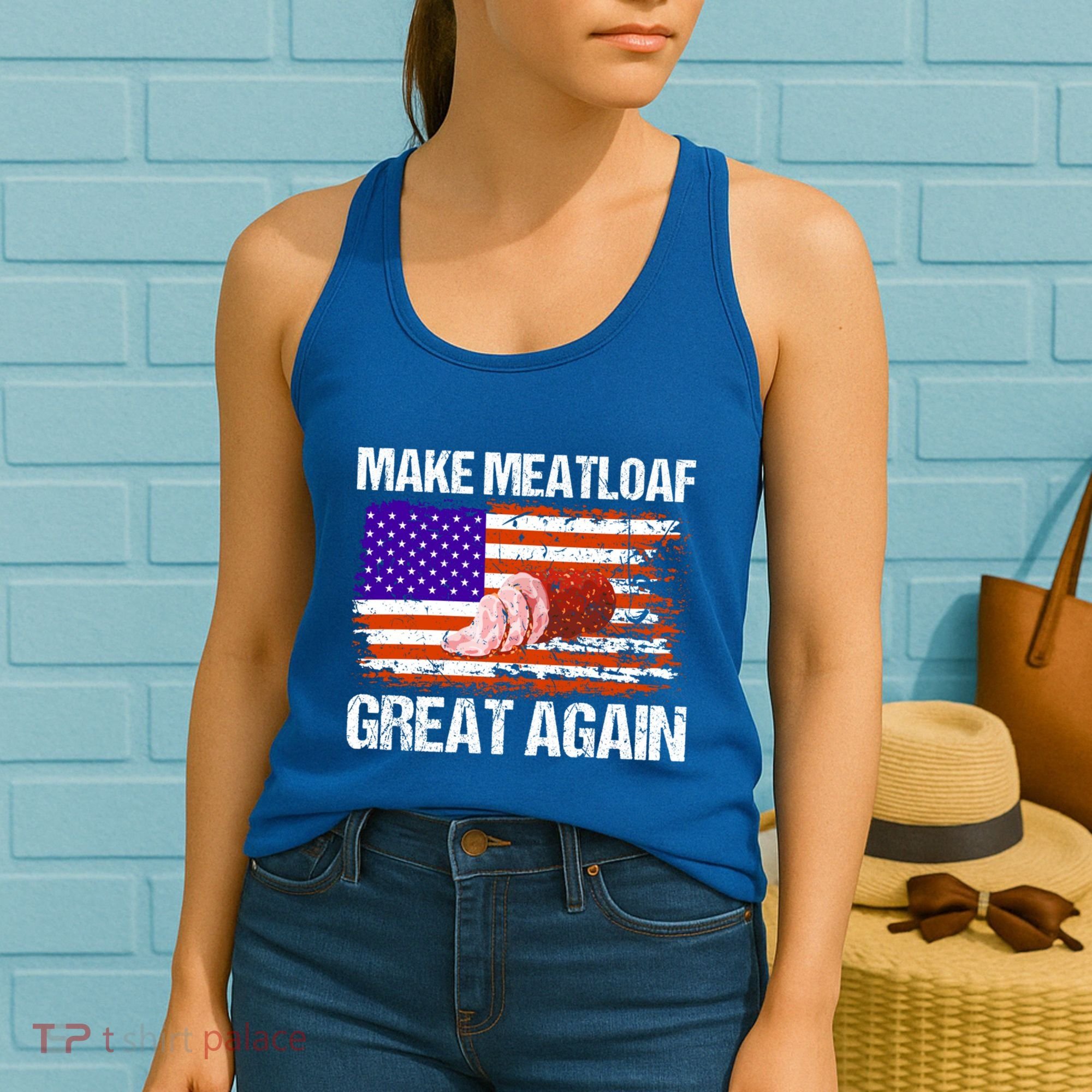 Make Meatloaf Great Again Funny Chef Usa Flag Gift Women's Tank Top