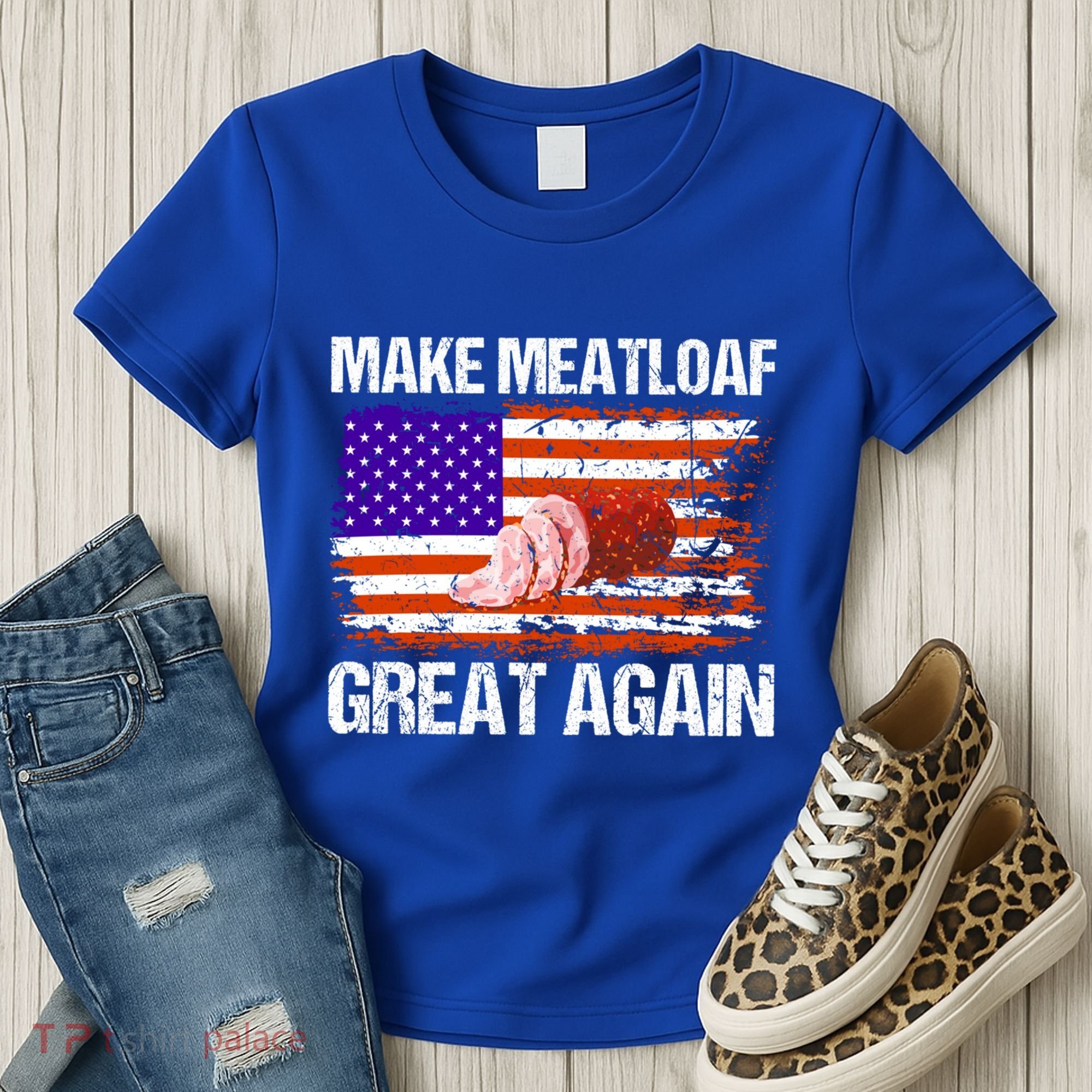 Make Meatloaf Great Again Funny Chef Usa Flag Gift Women's T-Shirt