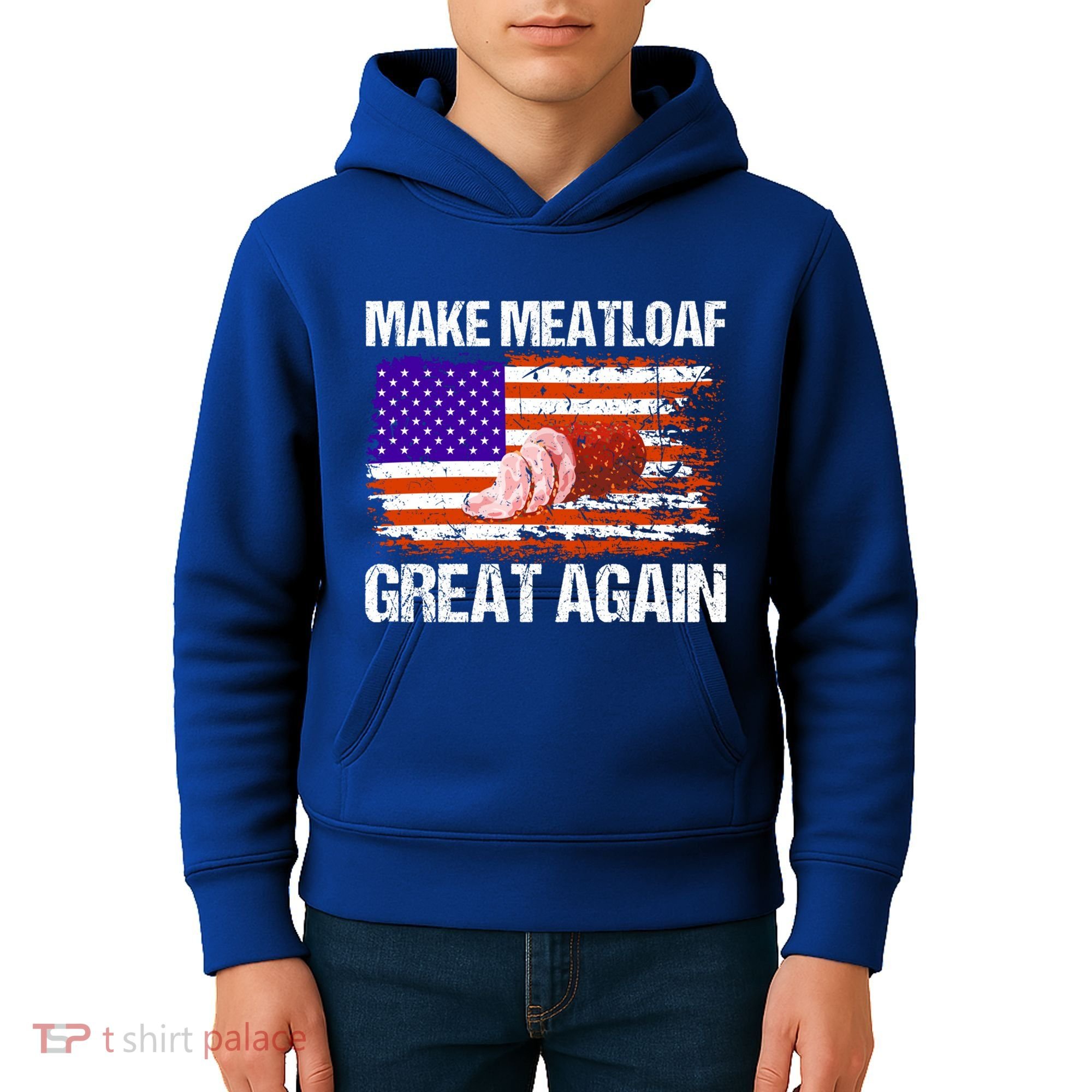 Make Meatloaf Great Again Funny Chef Usa Flag Gift Kids Hoodie