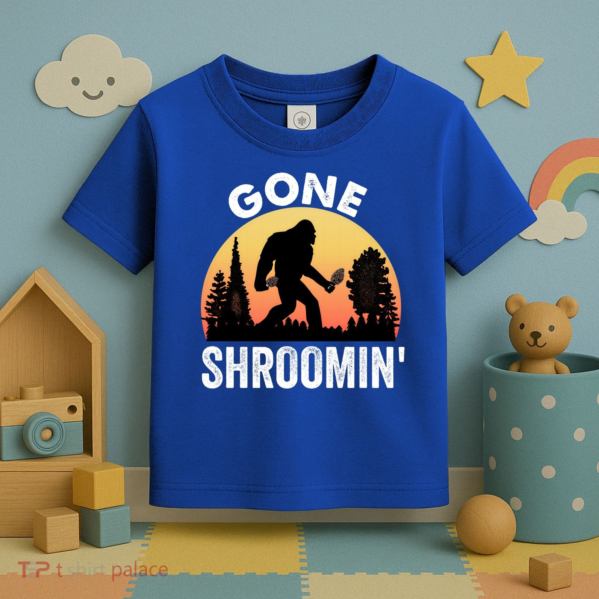 Morel Mushroom Hunter Gone Shroomin Funny Sasquatch Foraging Gift Toddler T-Shirt