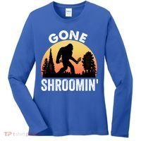 Morel Mushroom Hunter Gone Shroomin Funny Sasquatch Foraging Gift Women's Long Sleeve Shirt thumb 0