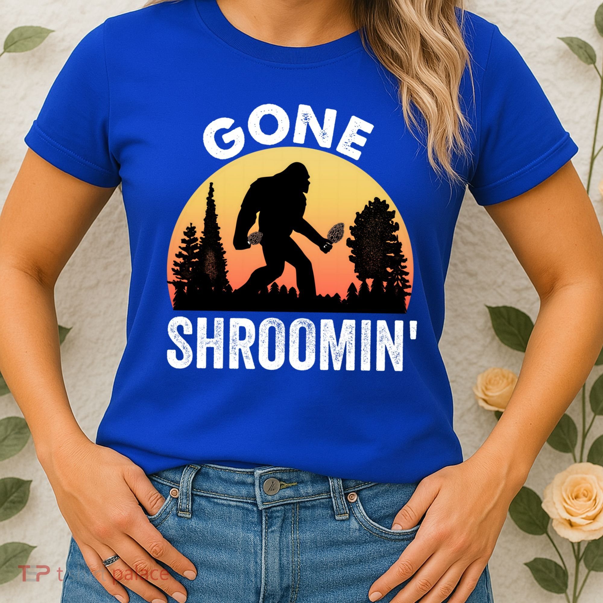 Morel Mushroom Hunter Gone Shroomin Funny Sasquatch Foraging Gift Women's T-Shirt
