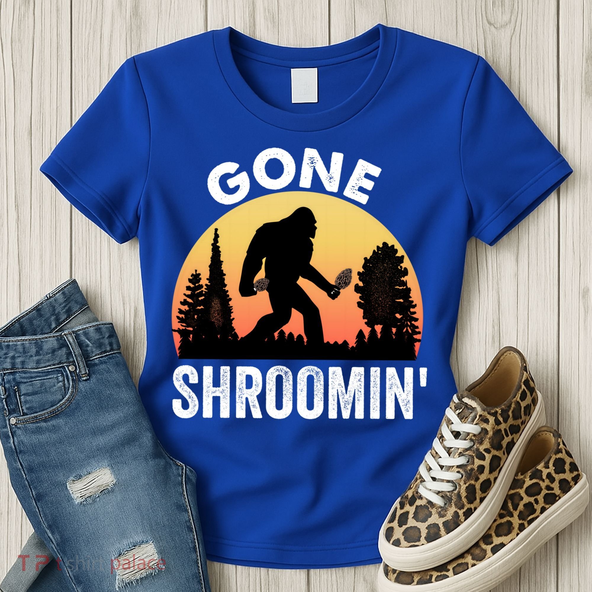 Morel Mushroom Hunter Gone Shroomin Funny Sasquatch Foraging Gift Women's T-Shirt