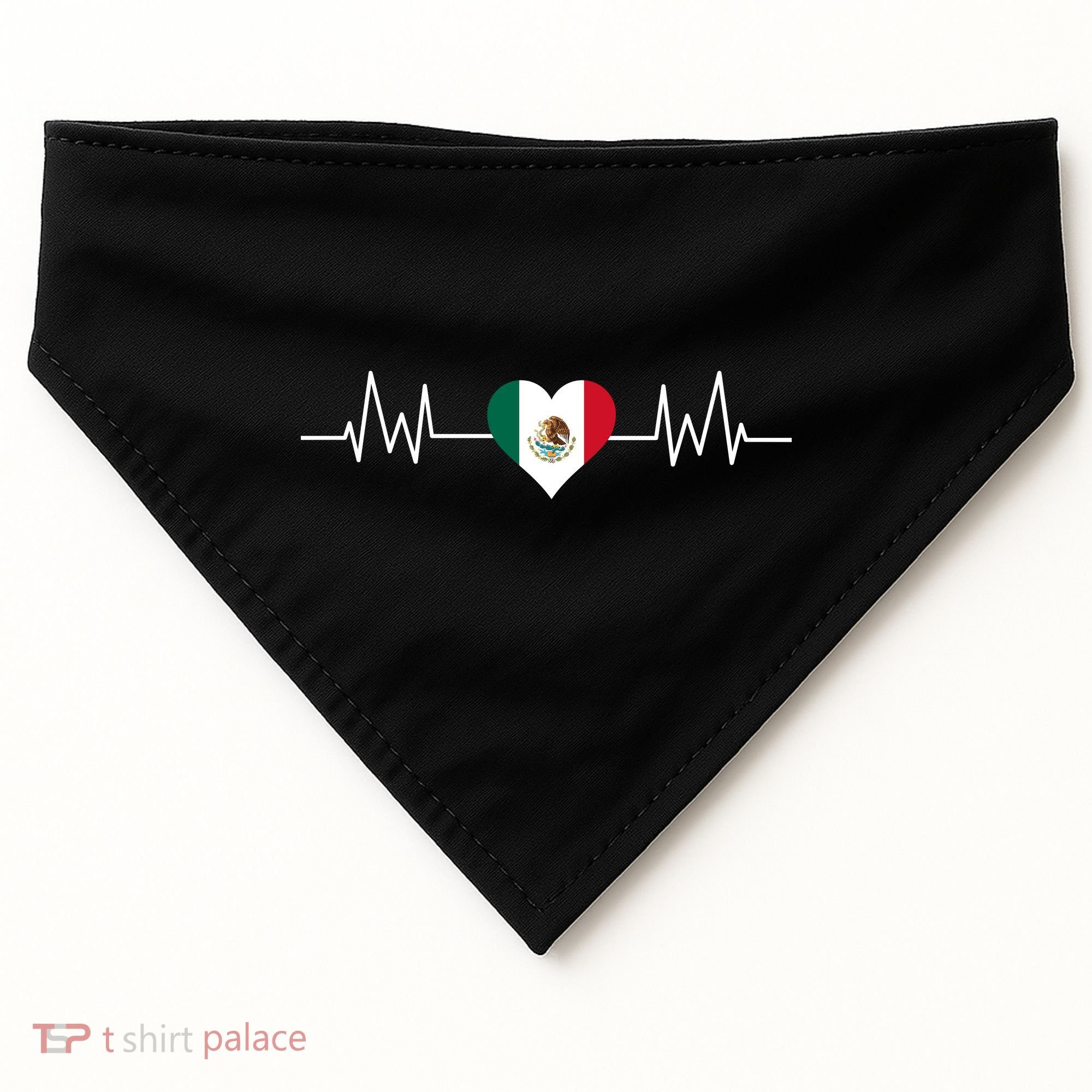 Mexico Mexican Heart Beat Pulse USA-Made Doggie Bandana