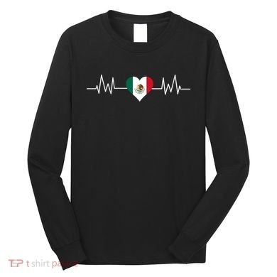 Mexico Mexican Heart Beat Pulse Long Sleeve Shirt