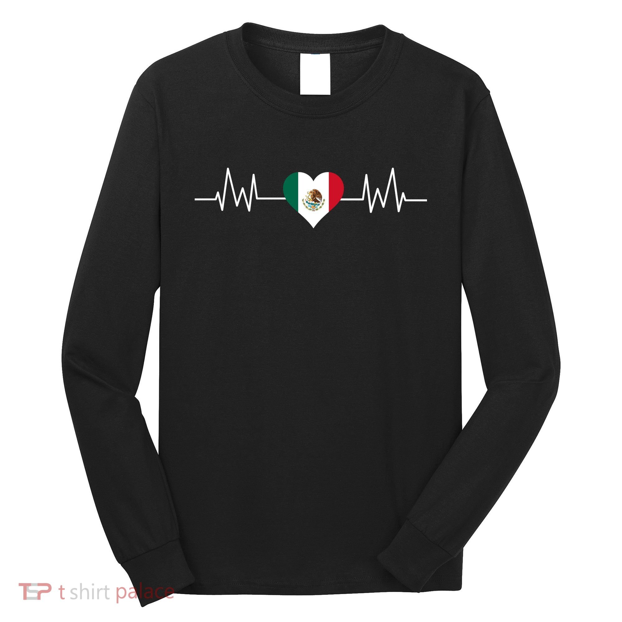 Mexico Mexican Heart Beat Pulse Long Sleeve Shirt