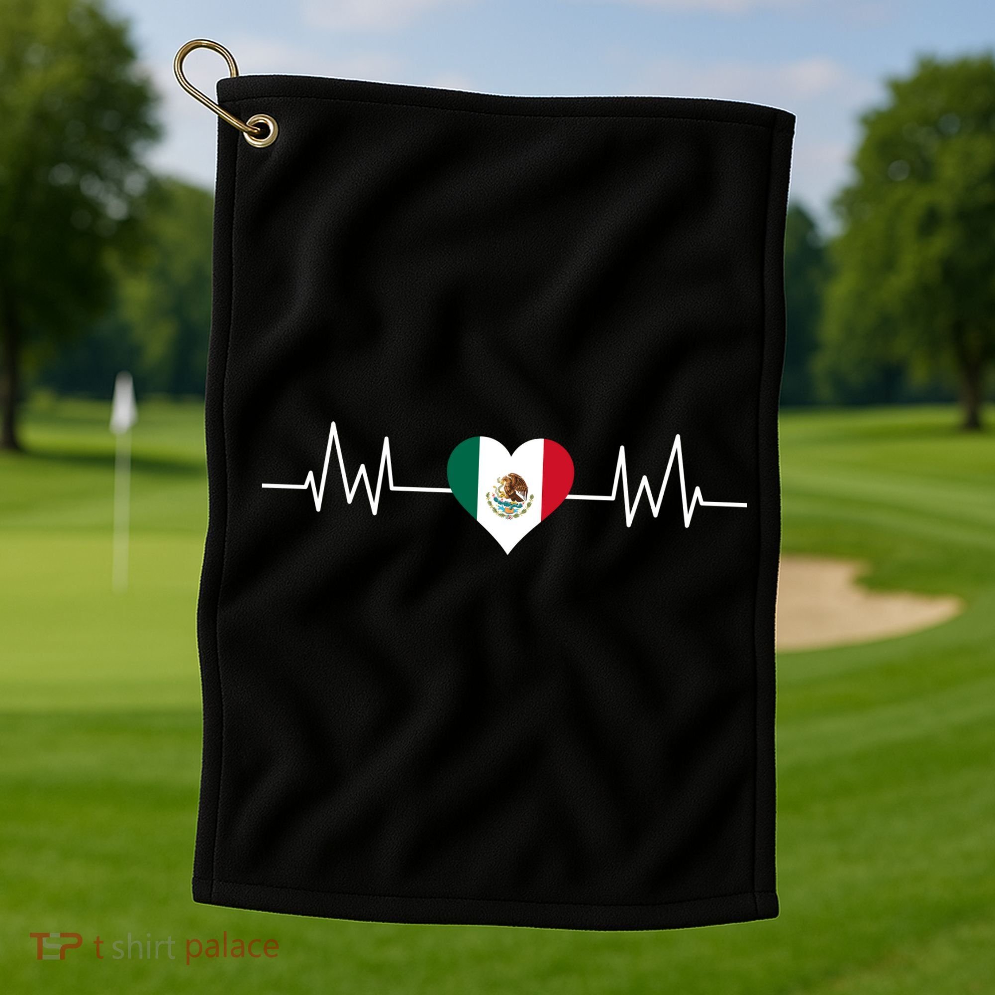 Mexico Mexican Heart Beat Pulse Golf Towel