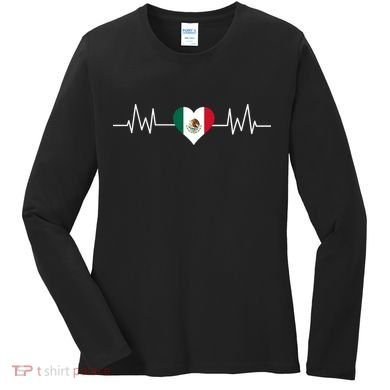 Mexico Mexican Heart Beat Pulse Women's Long Sleeve Shirt