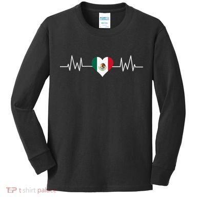 Mexico Mexican Heart Beat Pulse Kids Long Sleeve Shirt