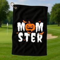 Monster Mom Halloween Pumpkin Golf Towel thumb 1