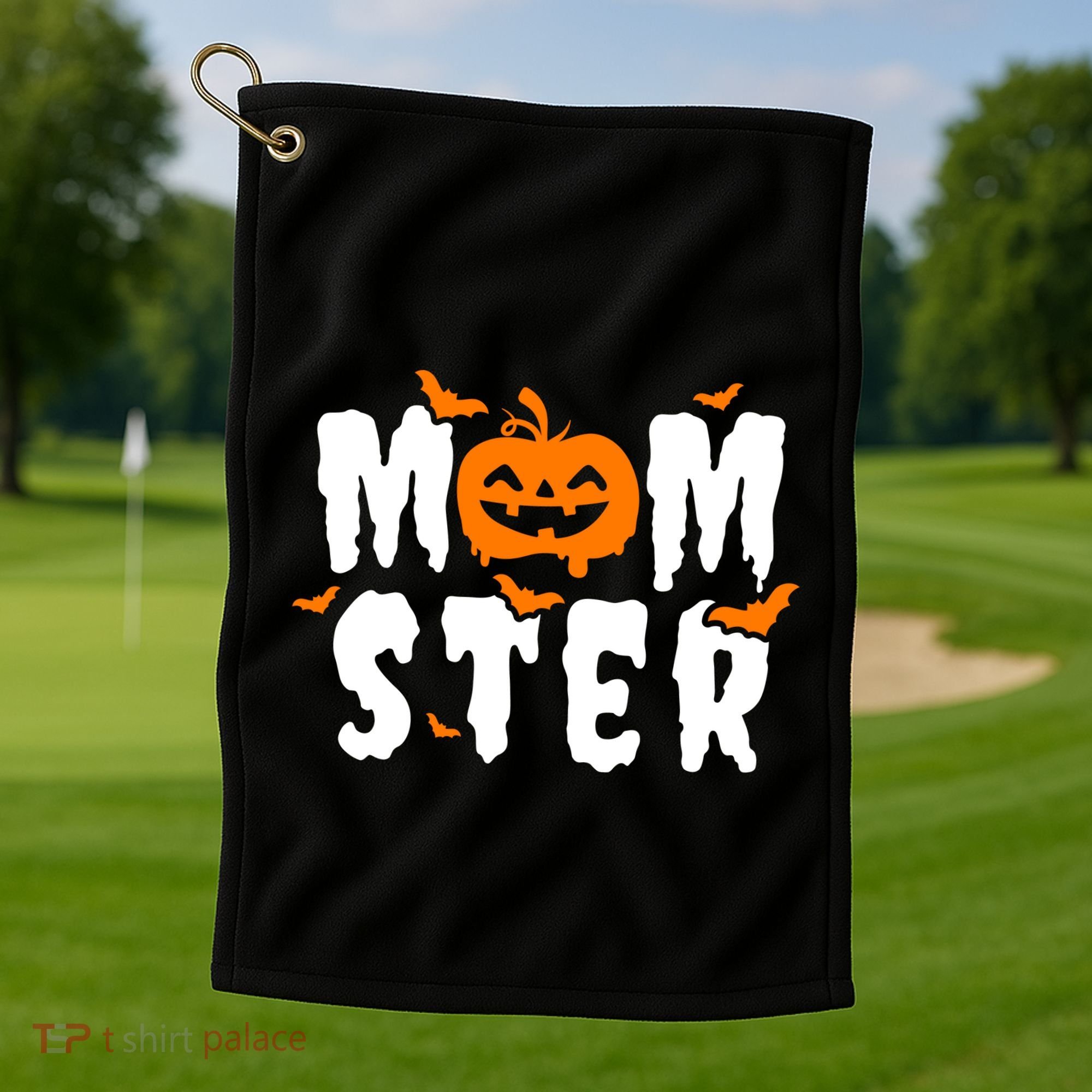 Monster Mom Halloween Pumpkin Golf Towel
