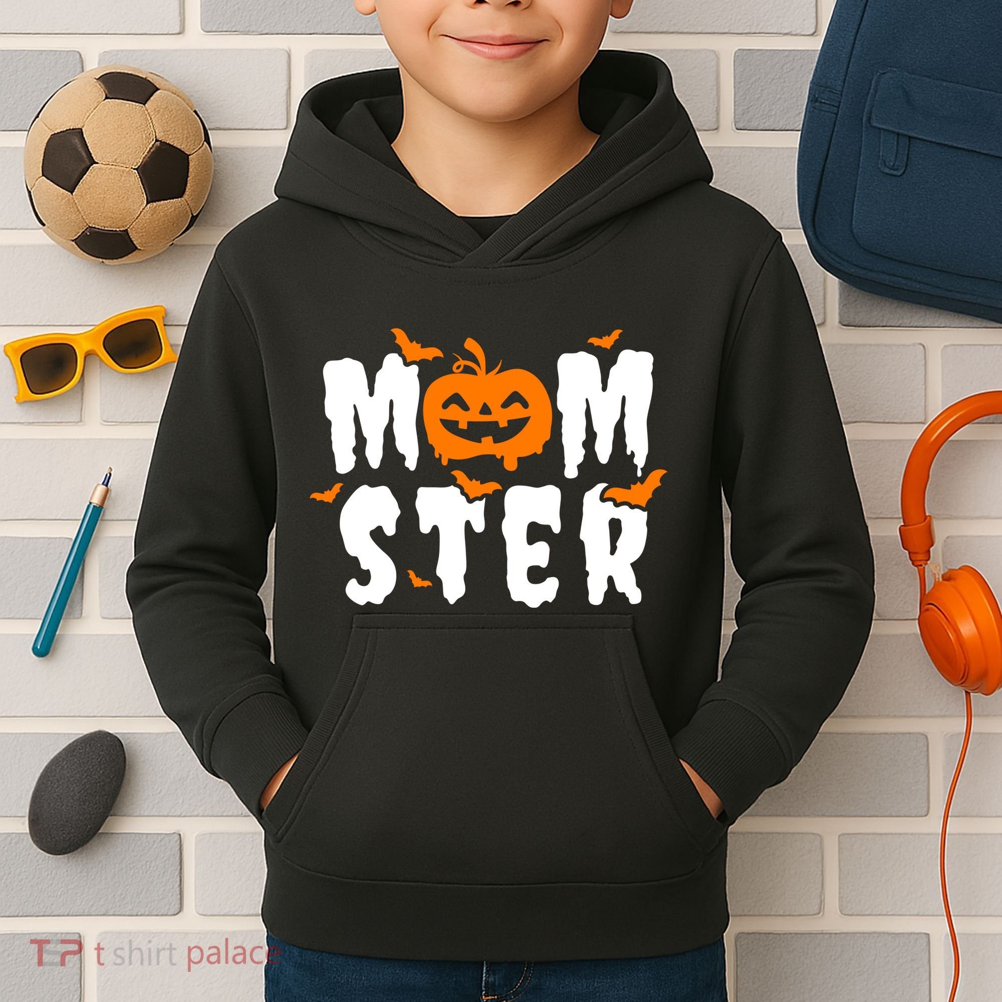Monster Mom Halloween Pumpkin Kids Hoodie