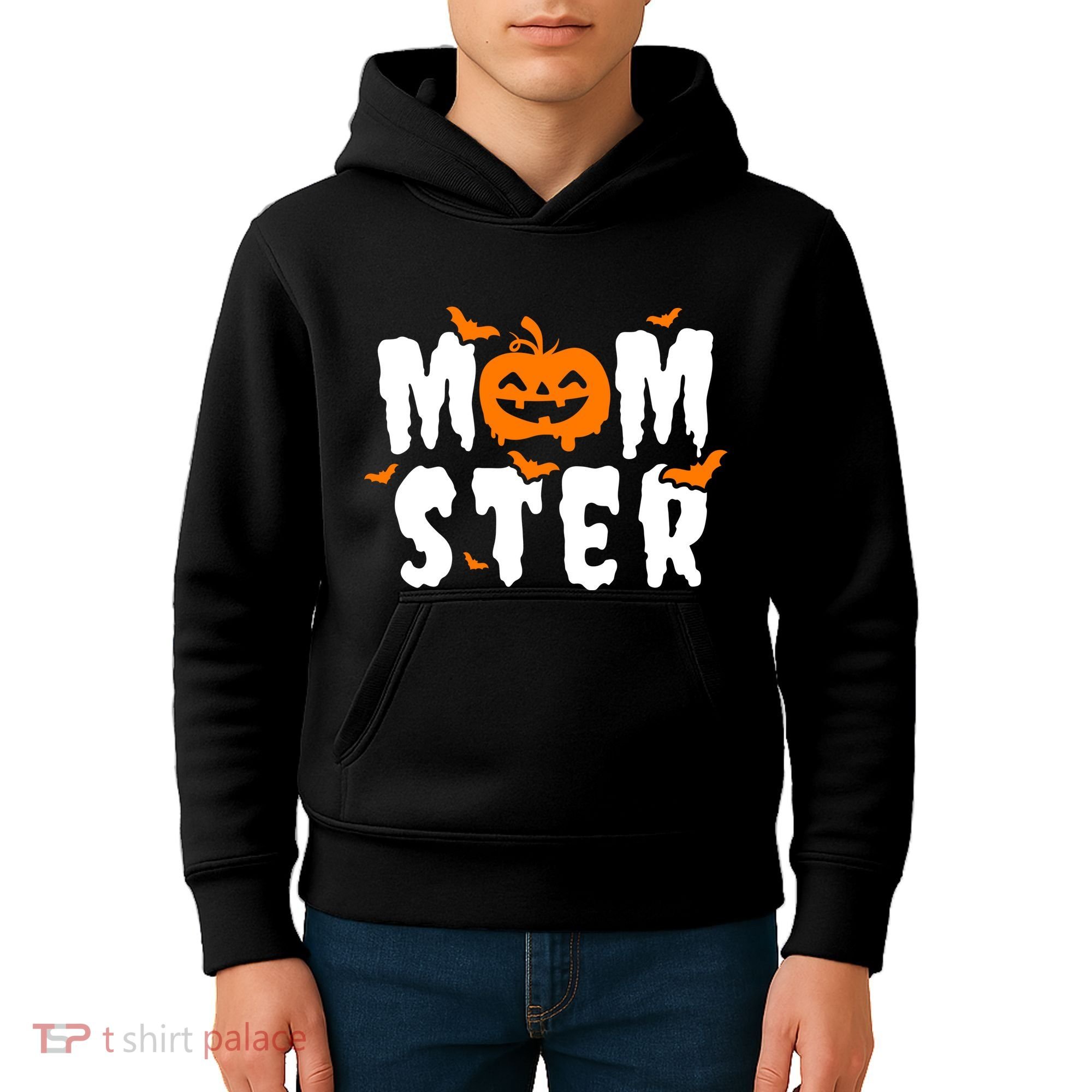 Monster Mom Halloween Pumpkin Kids Hoodie