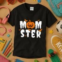 Monster Mom Halloween Pumpkin Kids T-Shirt thumb 3