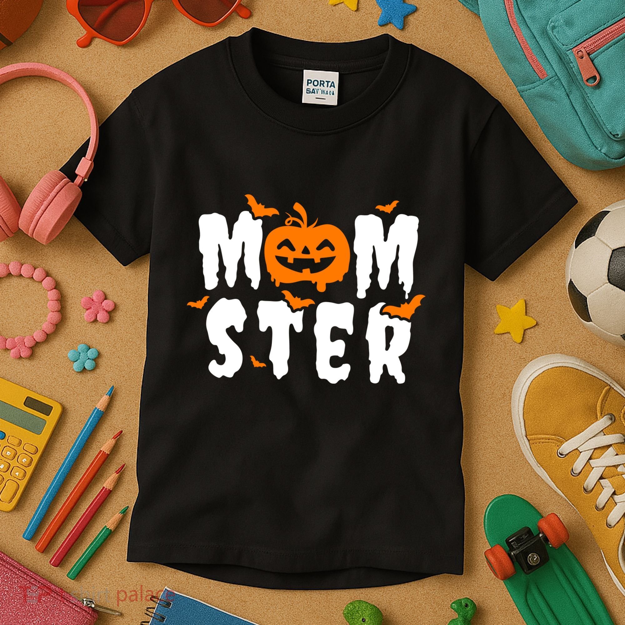 Monster Mom Halloween Pumpkin Kids T-Shirt