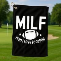 Milf Man I Love Football Golf Towel thumb 1