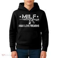 Milf Man I Love Firearms Pro Gun Owners Rights Kids Hoodie thumb 4