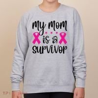 My Mom Is A Survivor Breast Cancer Awareness Women's Sweatshirt thumb 0