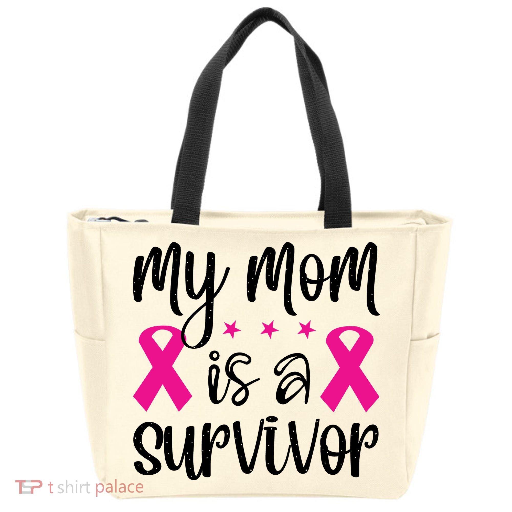 My Mom Is A Survivor Breast Cancer Awareness Tote Bag