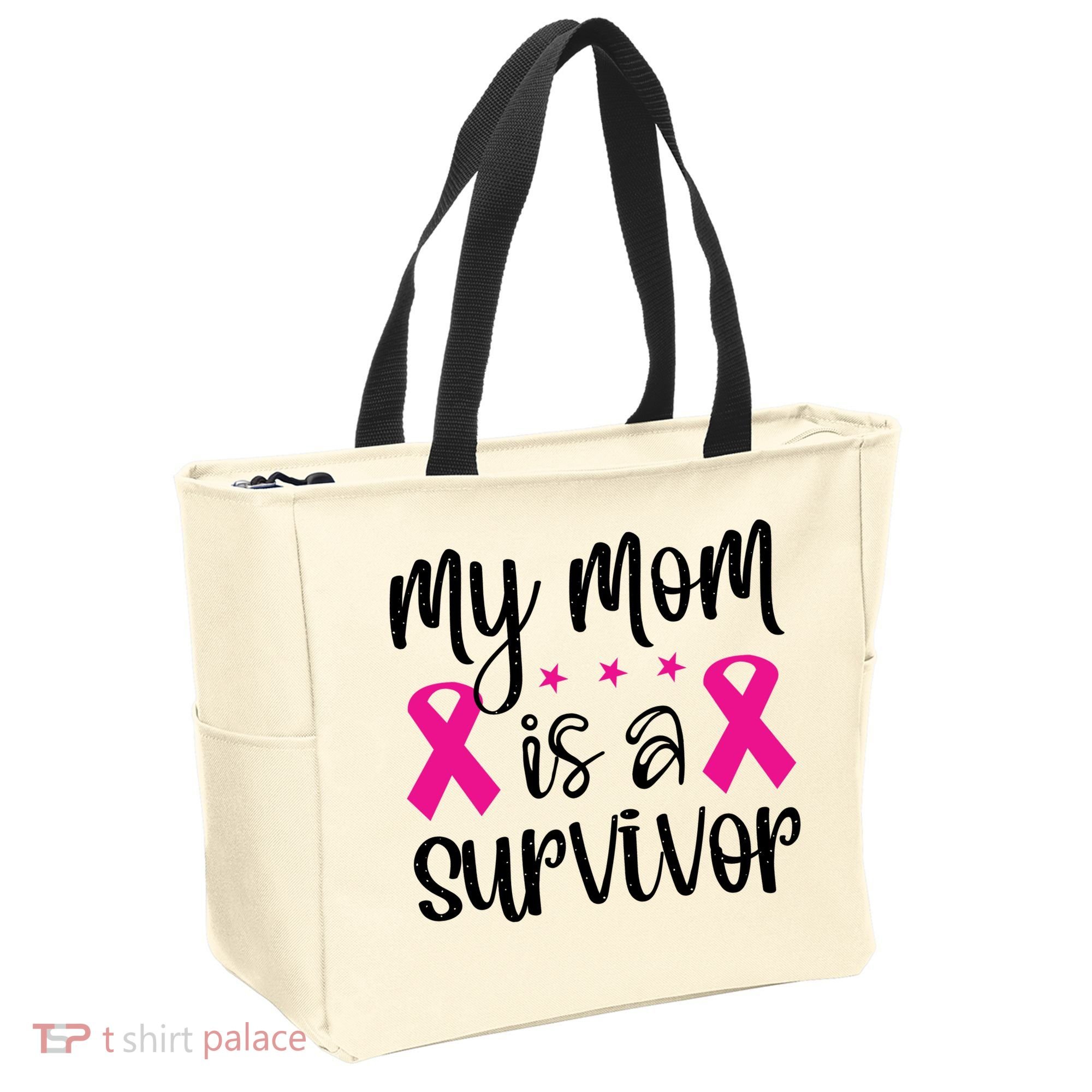 My Mom Is A Survivor Breast Cancer Awareness Tote Bag