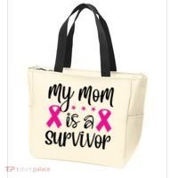 My Mom Is A Survivor Breast Cancer Awareness Tote Bag thumb 3