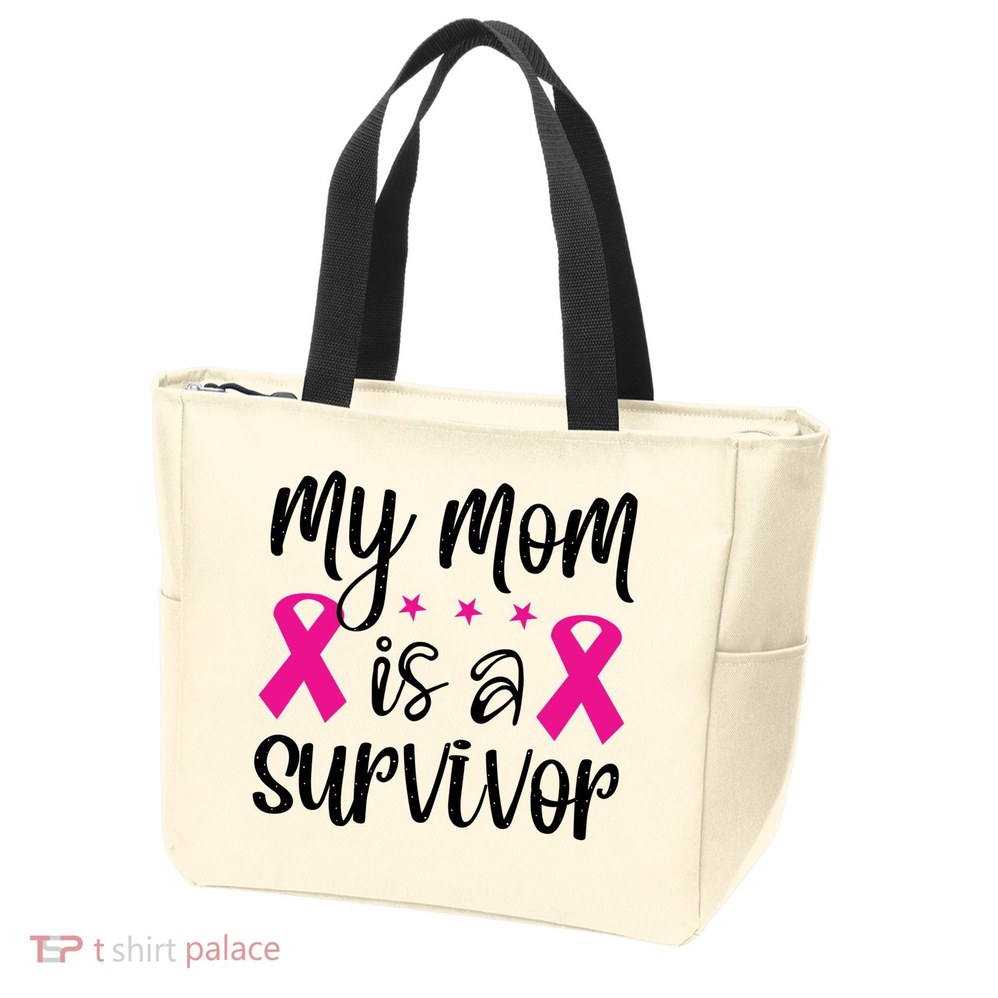 My Mom Is A Survivor Breast Cancer Awareness Tote Bag