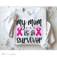 My Mom Is A Survivor Breast Cancer Awareness Sweatshirt thumb 2