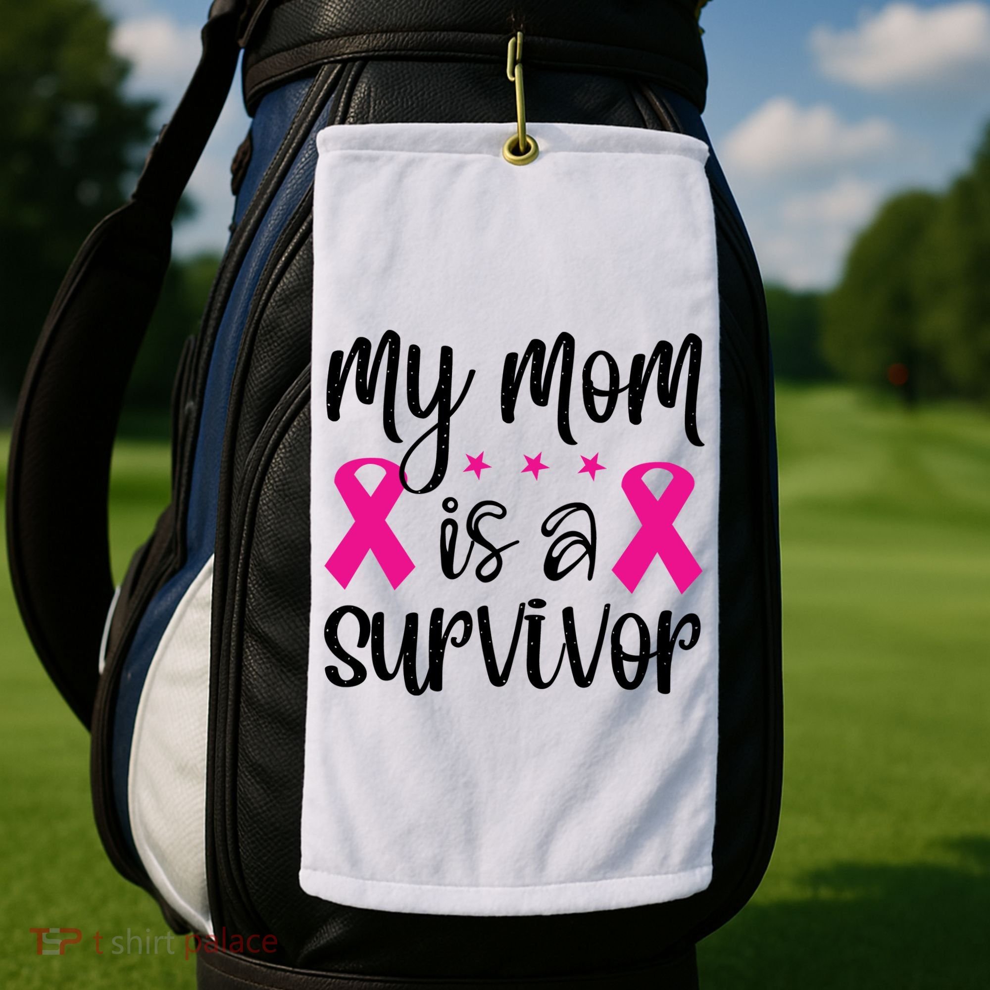 My Mom Is A Survivor Breast Cancer Awareness Golf Towel