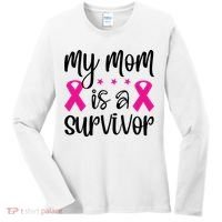 My Mom Is A Survivor Breast Cancer Awareness Women's Long Sleeve Shirt thumb 0