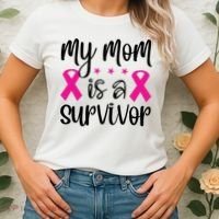 My Mom Is A Survivor Breast Cancer Awareness Women's T-Shirt thumb 2