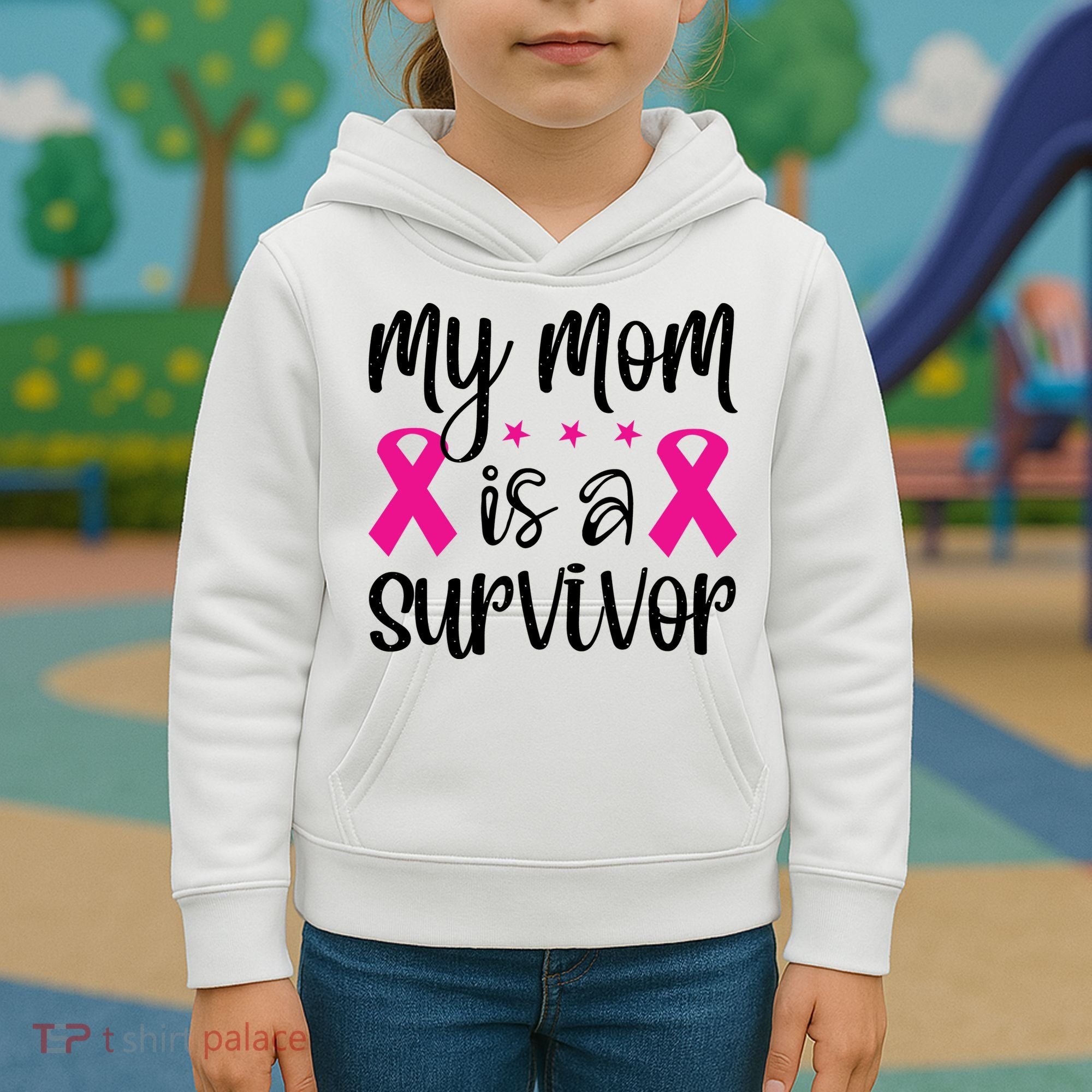 My Mom Is A Survivor Breast Cancer Awareness Kids Hoodie