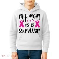 My Mom Is A Survivor Breast Cancer Awareness Kids Hoodie thumb 4