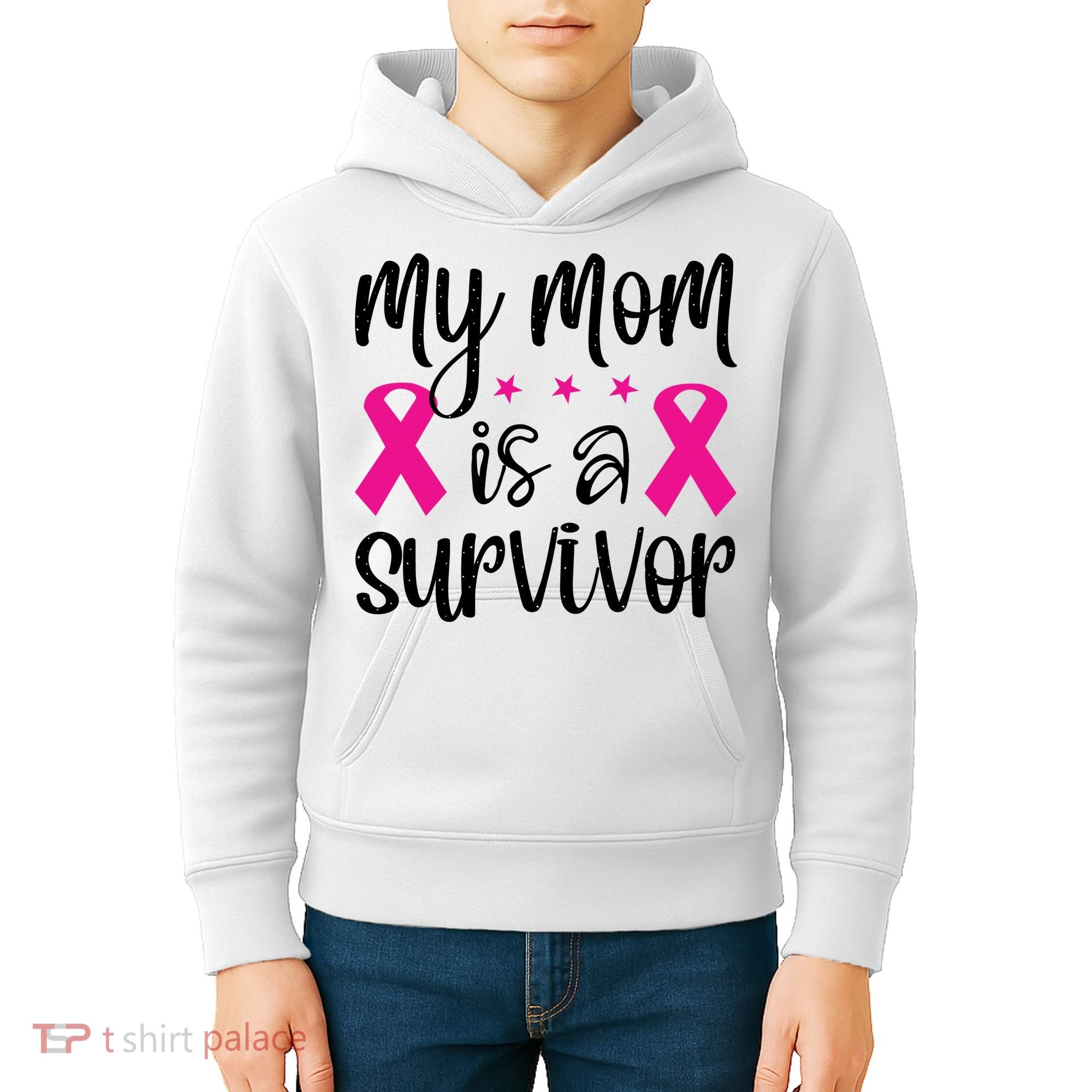My Mom Is A Survivor Breast Cancer Awareness Kids Hoodie