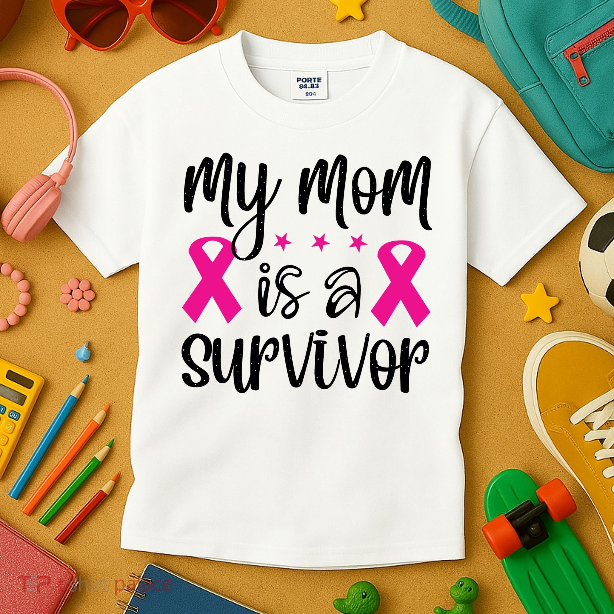 My Mom Is A Survivor Breast Cancer Awareness Kids T-Shirt