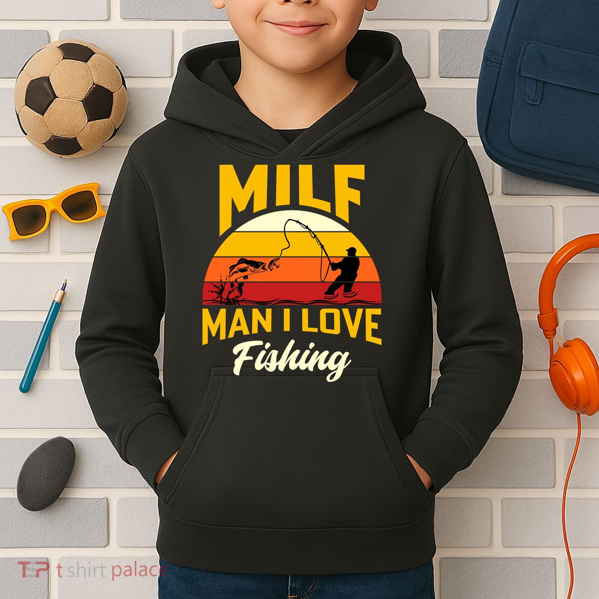 MILF Man I Love Fishing Camping Fish Funny Kids Hoodie