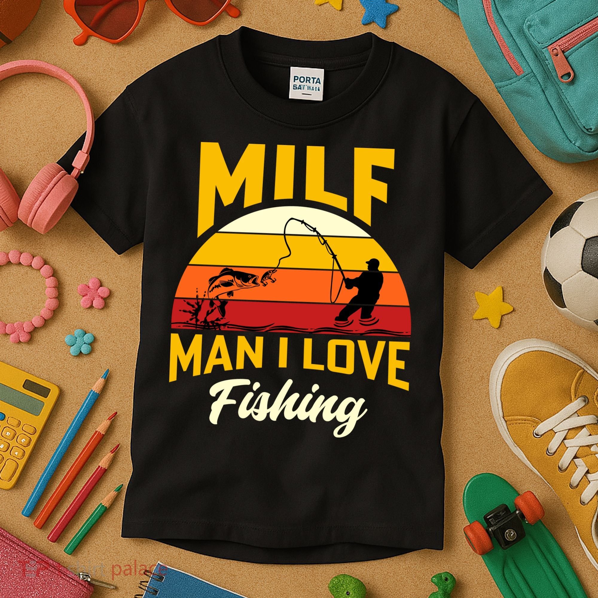 MILF Man I Love Fishing Camping Fish Funny Kids T-Shirt