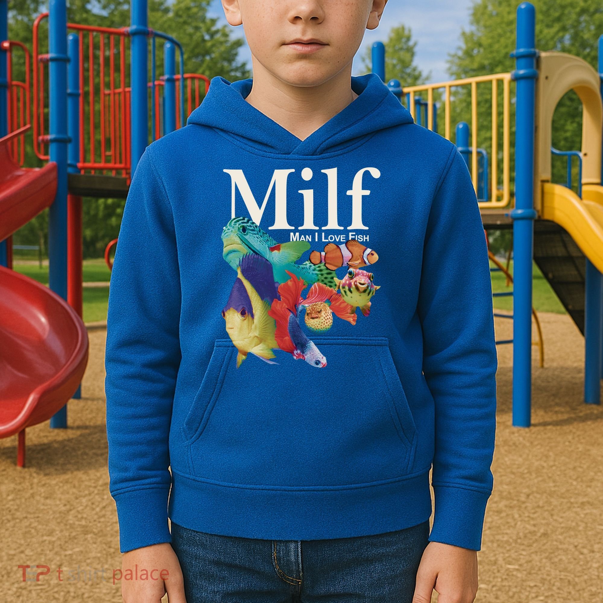 Milf Man I Love Fish Funny Kids Hoodie