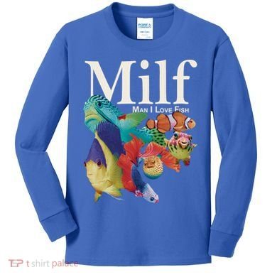 Milf Man I Love Fish Funny Kids Long Sleeve Shirt