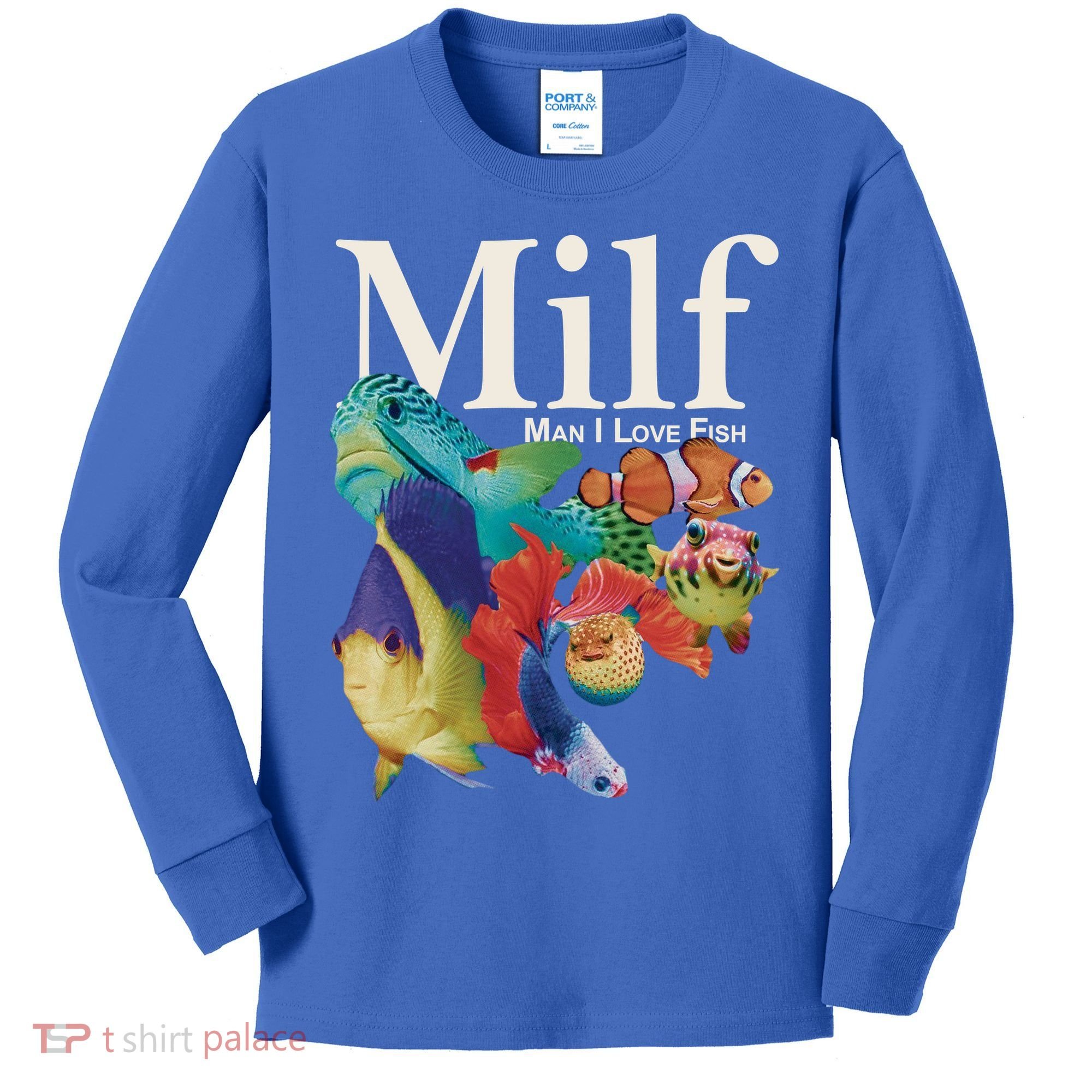 Milf Man I Love Fish Funny Kids Long Sleeve Shirt
